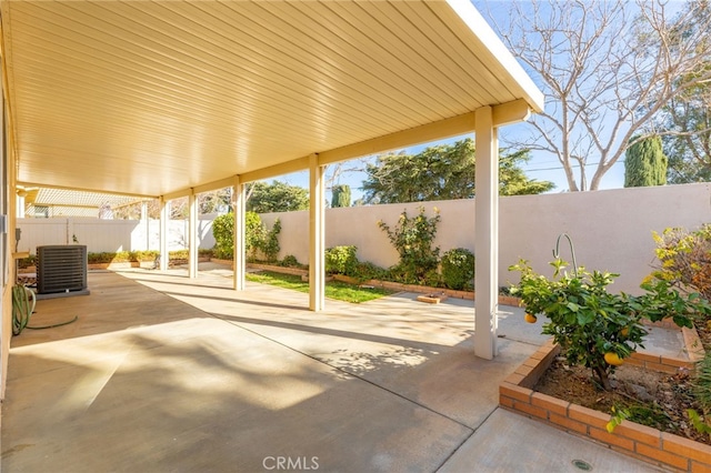 view of patio featuring central air condition unit