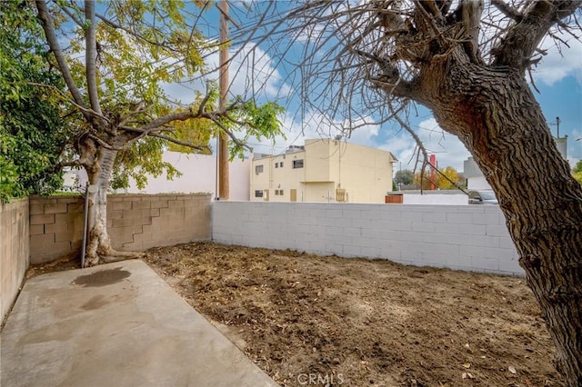 view of yard with a patio area and a fenced backyard