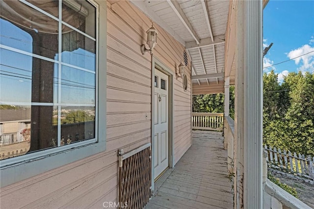 view of home's exterior with a porch