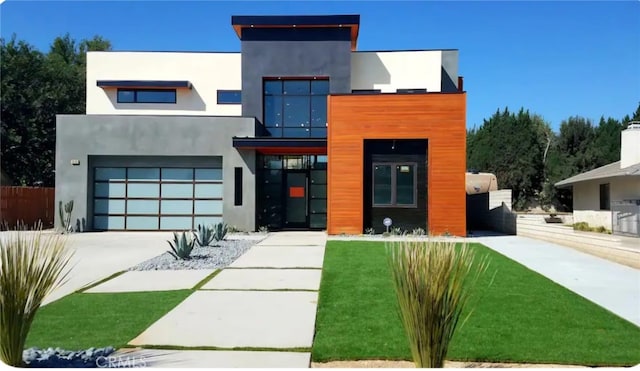 contemporary home featuring a garage