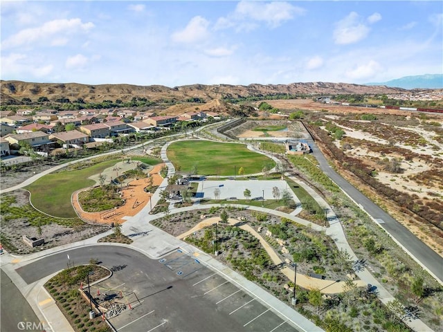 bird's eye view with a mountain view