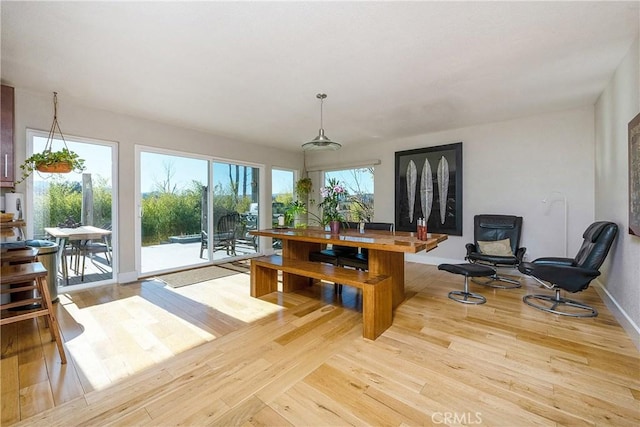 interior space with light wood finished floors and baseboards