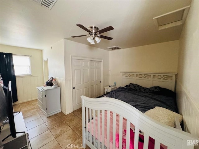 7805 Panama Rd, Lamont, CA 93241 - bedroom featuring light tile patterned flooring, a closet, and ceiling fan