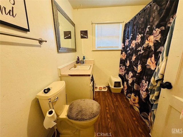 7805 Panama Rd, Lamont, CA 93241 - bathroom with vanity, toilet, and wood-type flooring