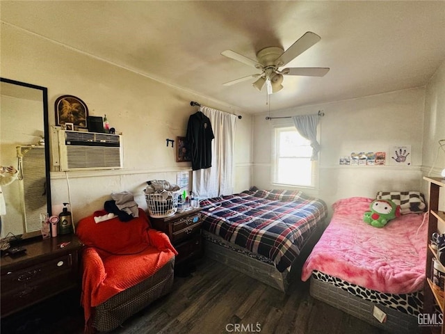 7805 Panama Rd, Lamont, CA 93241 - bedroom featuring dark hardwood / wood-style floors and ceiling fan