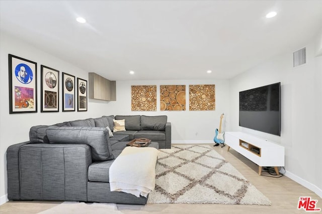 living room with light wood-type flooring