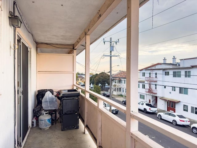 balcony featuring area for grilling