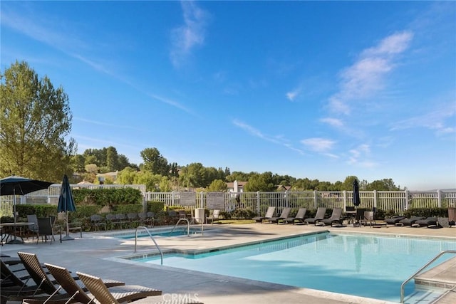 view of pool featuring a patio area