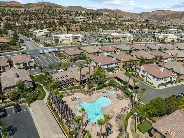 bird's eye view with a mountain view