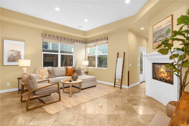 view of tiled living room