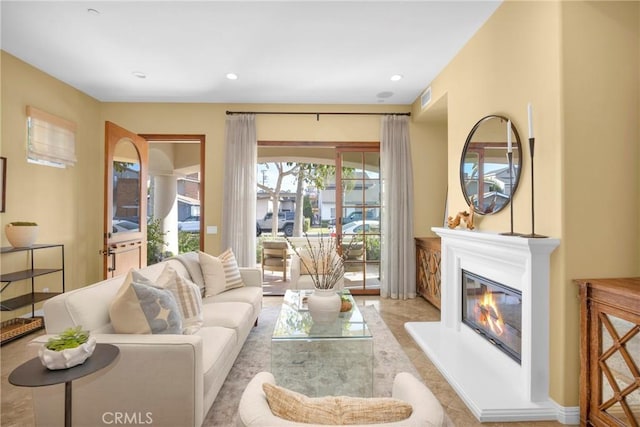 view of tiled living room