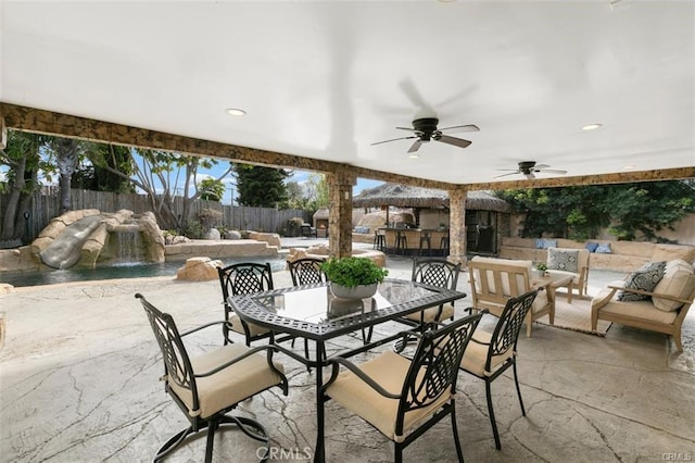 view of patio / terrace with ceiling fan