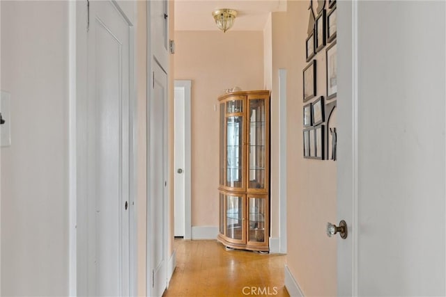 hall with light hardwood / wood-style flooring