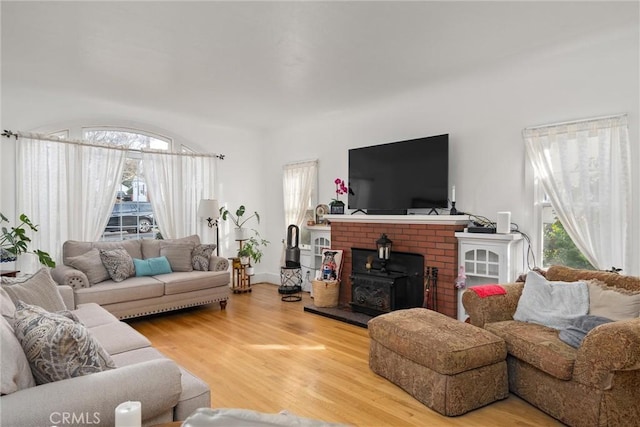 living room featuring hardwood / wood-style floors and a healthy amount of sunlight