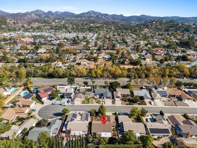 bird's eye view with a mountain view