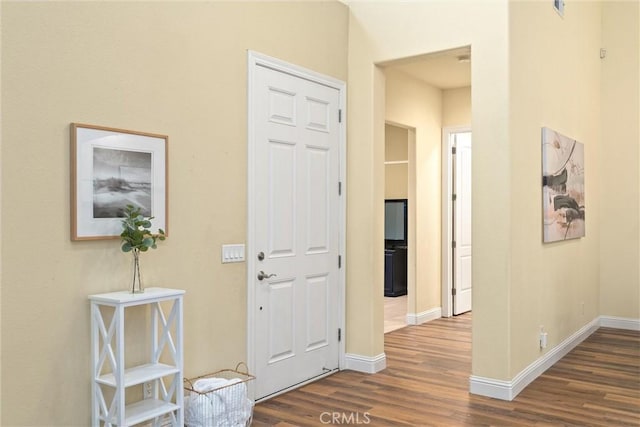 foyer entrance featuring hardwood / wood-style flooring