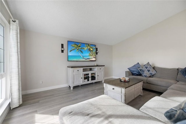 living room with light hardwood / wood-style floors