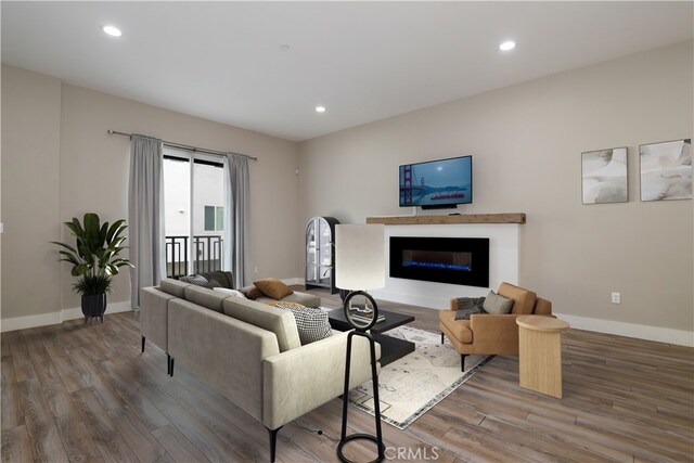 living room with hardwood / wood-style floors