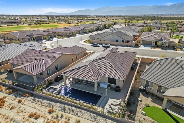 bird's eye view with a mountain view