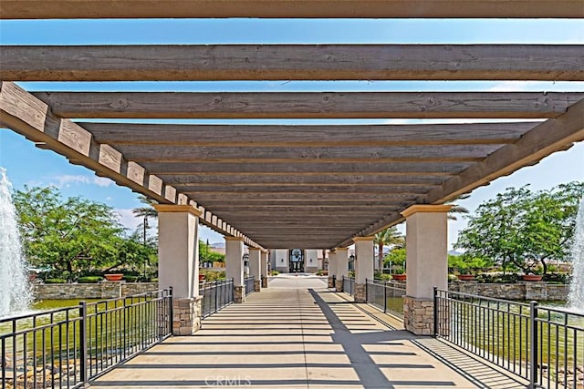 view of patio featuring a pergola