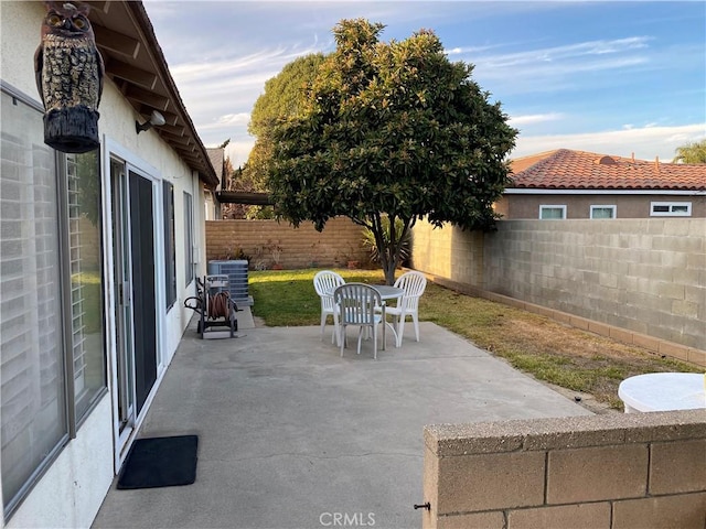 view of patio / terrace featuring central AC unit