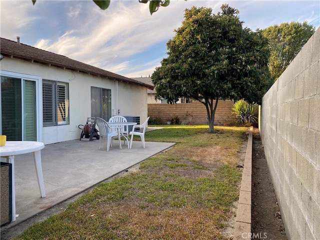 view of yard featuring a patio