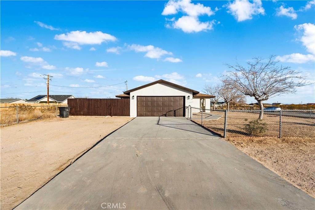 exterior space with a garage