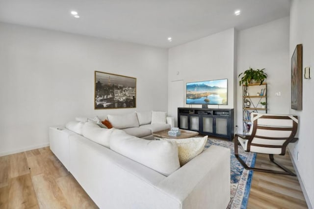 living room with light hardwood / wood-style floors