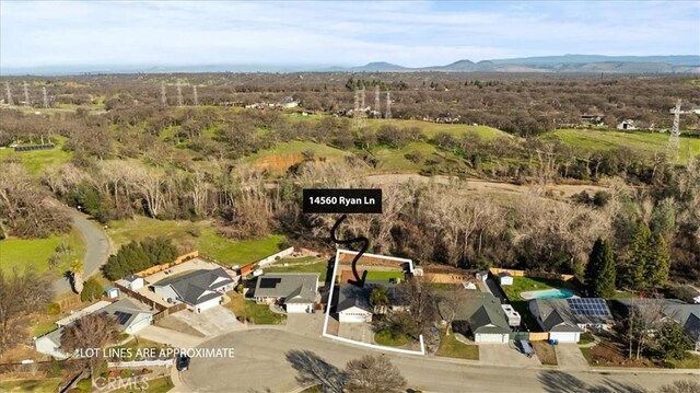 aerial view with a mountain view