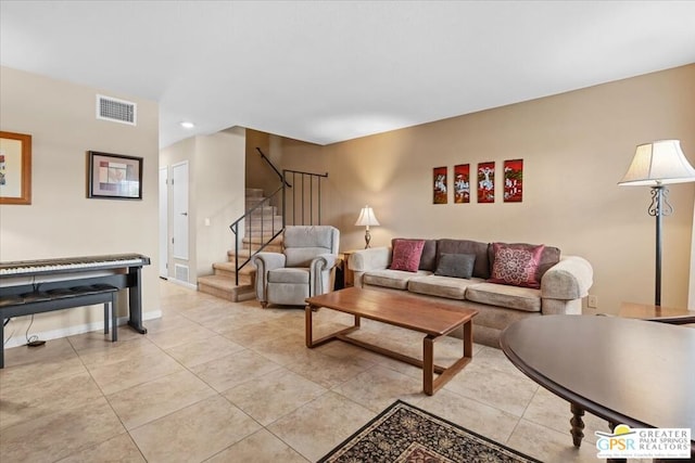 view of tiled living room