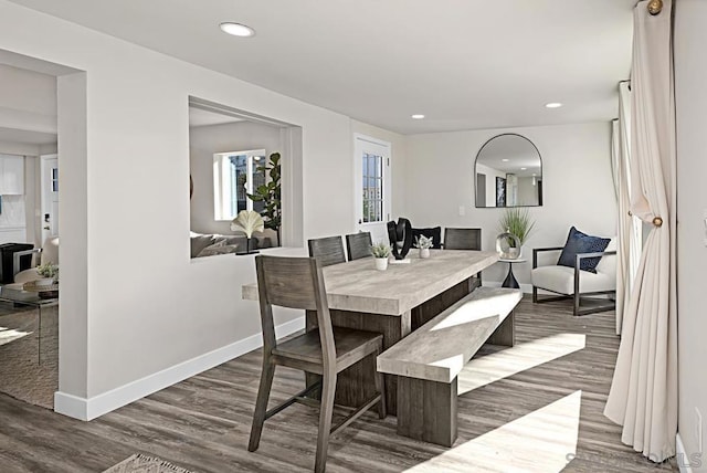 dining room with dark hardwood / wood-style floors