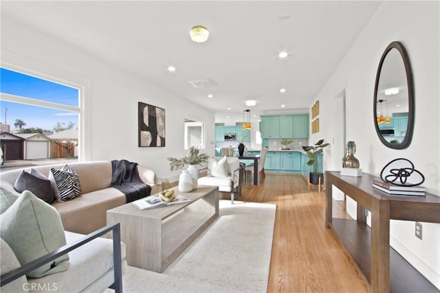 living room featuring light hardwood / wood-style flooring