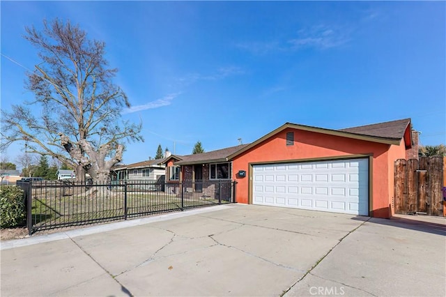 single story home with a garage