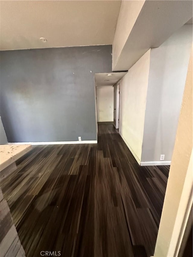 interior space with dark wood-type flooring