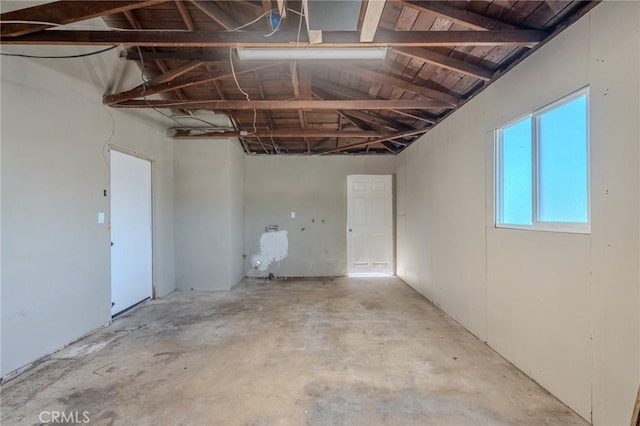 basement featuring wood ceiling