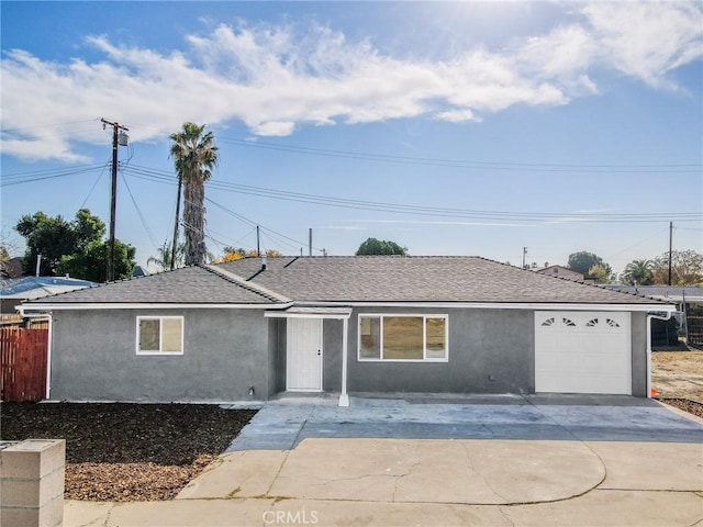 single story home with a garage