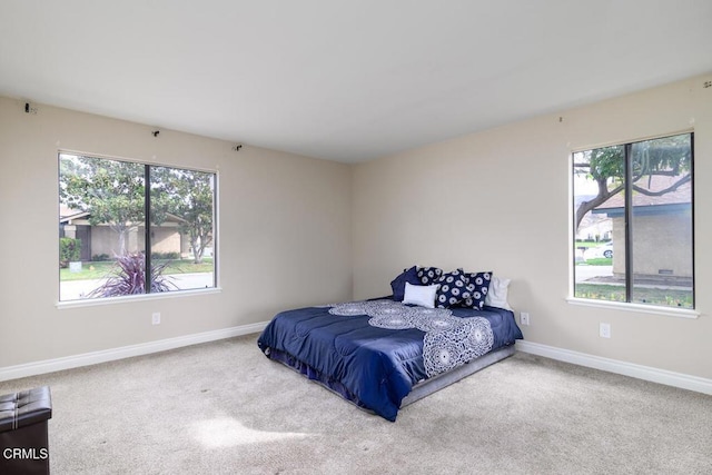 carpeted bedroom with multiple windows