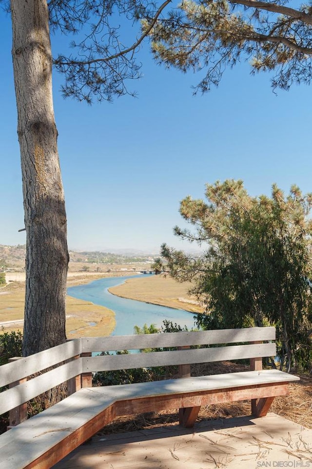 view of home's community with a water view