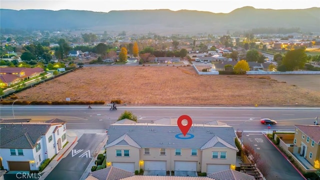 drone / aerial view with a mountain view