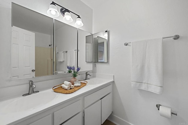bathroom with double vanity