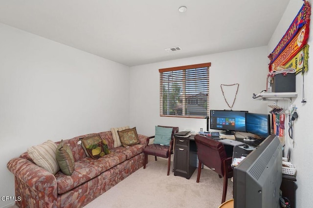 office area with light colored carpet