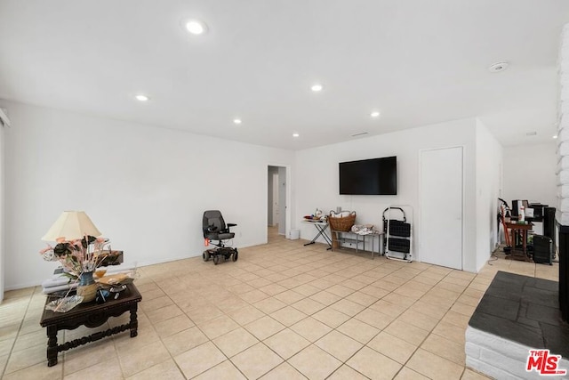 interior space featuring light tile patterned floors