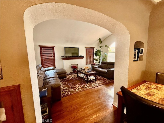 living room featuring wood-type flooring