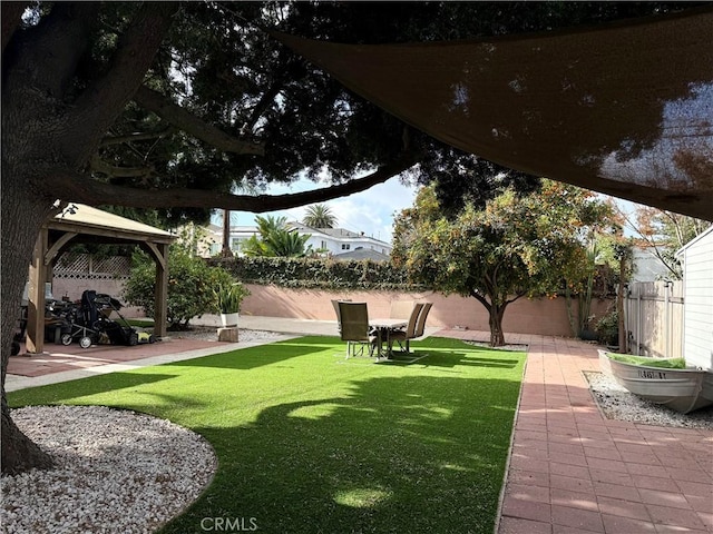 view of yard with a gazebo