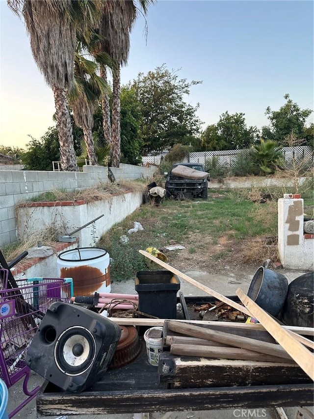 view of yard at dusk