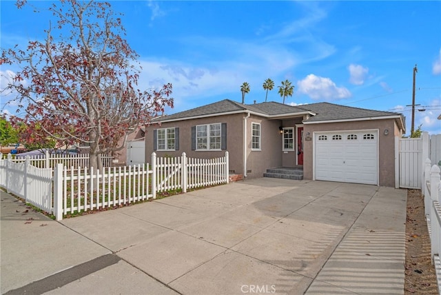 single story home with a garage