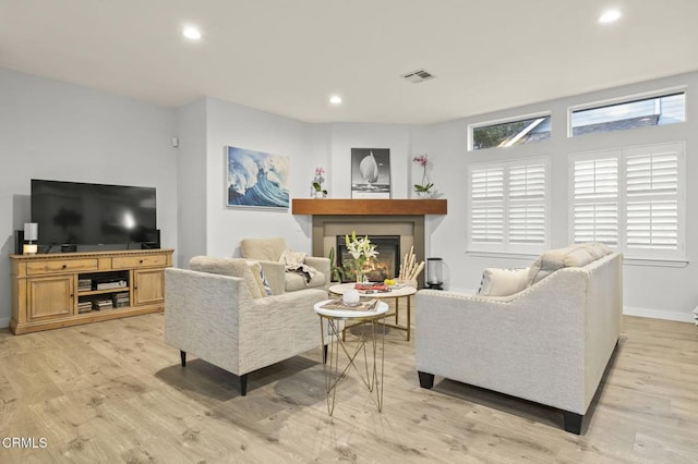 living room featuring light hardwood / wood-style flooring