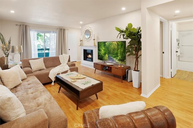 living room with hardwood / wood-style flooring