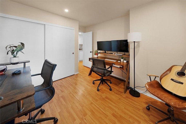 office featuring hardwood / wood-style flooring