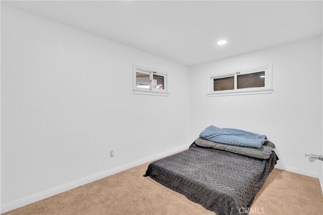 living area with light carpet